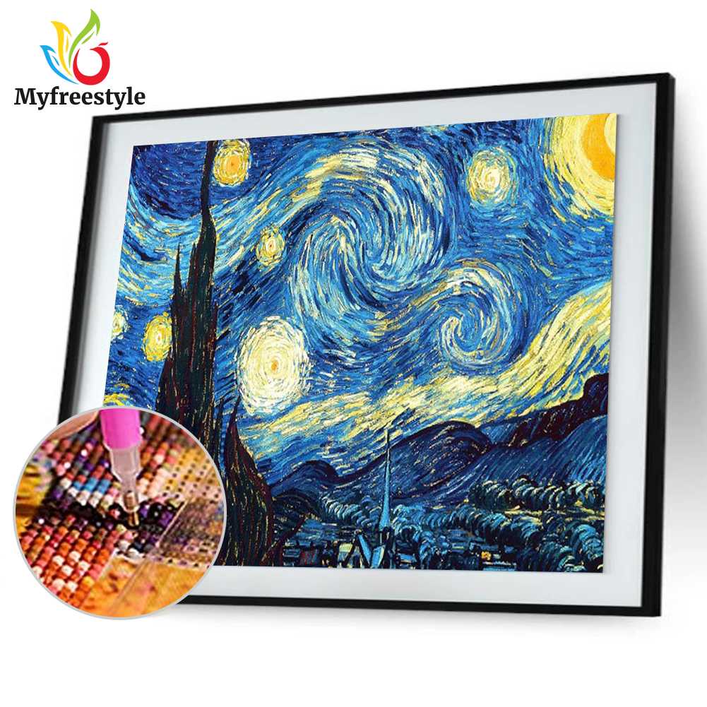 40 x 30cm Tranh Đính Đá Kim Cương Toàn Bộ 5D Diy Hình Vẽ Bầu Trời Đêm