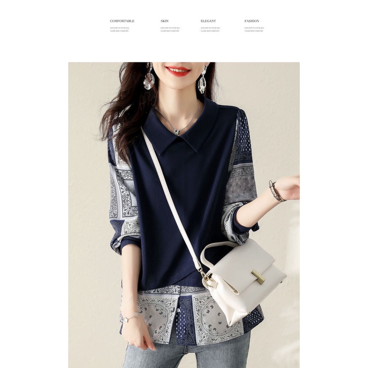 Áo Thun Mỏng Màu Xanh Navy Phong Cách Tối Giản Retro