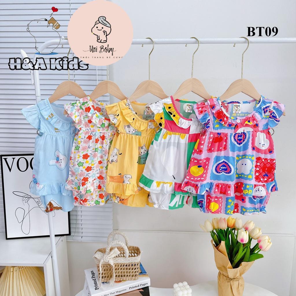 Quần áo Bé Gái, đồ Tôn Bé Gái, đồ Bộ Bé Gái Vải Tôn (Vải Tole/Nanh) Mỏng Mát Mặc Nhà Cho Bé Unibaby - BT09