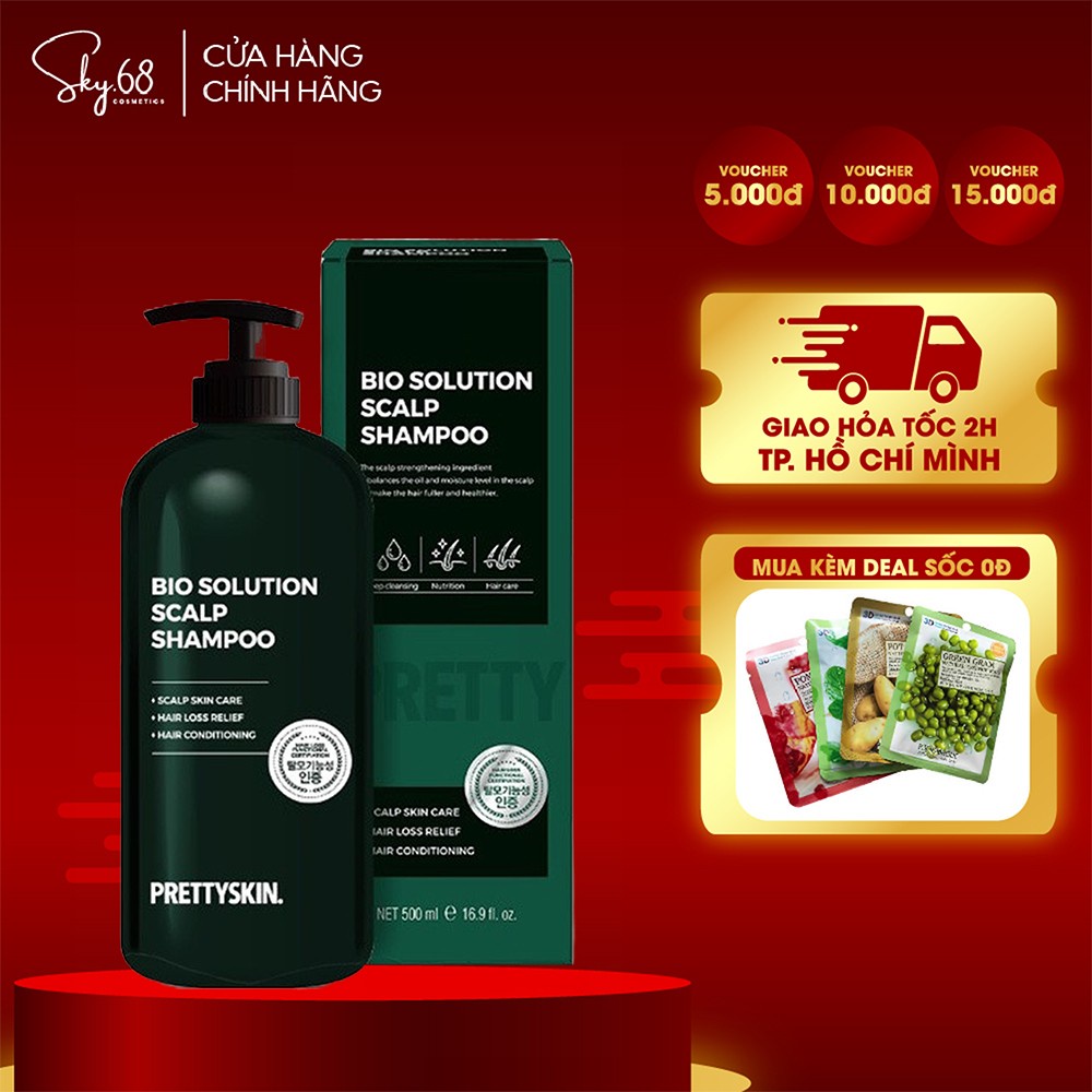 Dầu Gội Đầu Solution Scalp Chống Rụng Tóc, Kích Thích Mọc Tóc Hiệu Quả PrettySkin 500ml
