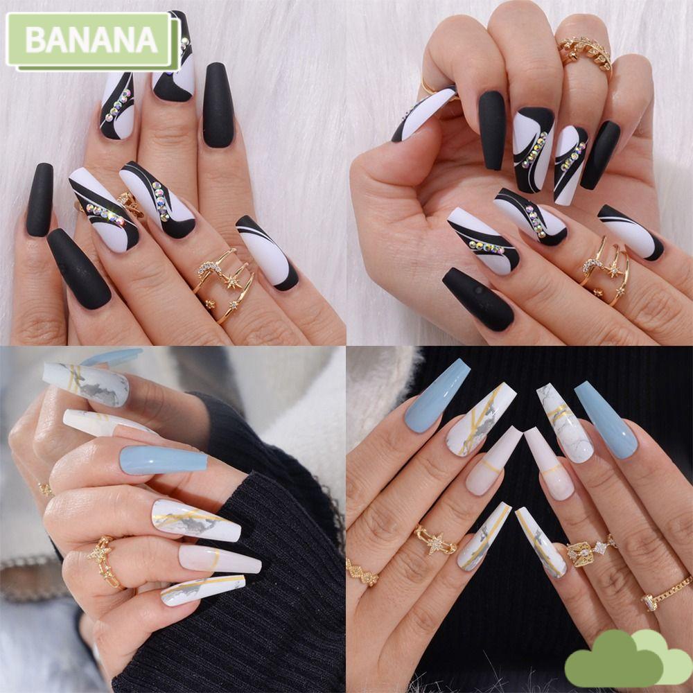 1 24 Móng Tay Giả Họa Tiết Cẩm Thạch Thời Trang