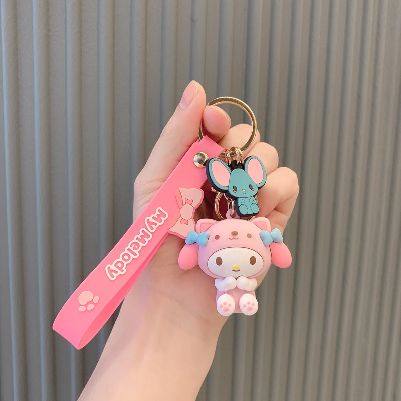 Móc Khóa Hình Búp Bê Sanrio Kitty Melody Kuromi Cinnamoroll Dễ Thương