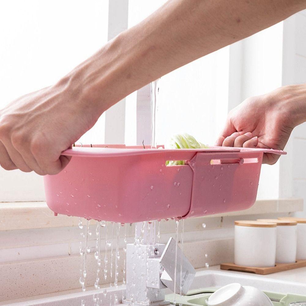 Aaron1 Rổ Nhựa Đựng Đồ Dùng Ráo Nước Đa Năng Có Thể Kéo Dài