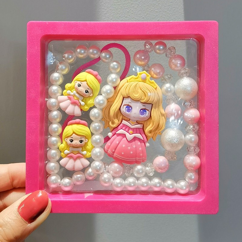 Bộ Vòng cổ + Dây Buộc Tóc Hình Công Chúa Tiên Cá Hoạt Hình Cho Bé Gái