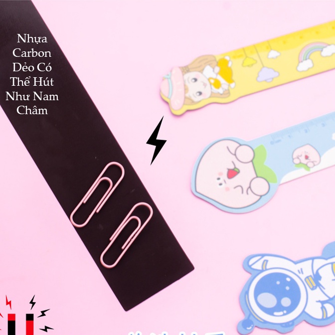 Thước kẻ hoạt hình 15cm nhựa dẻo carbon