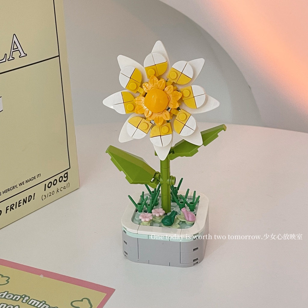 Đồ Chơi Lắp Ráp Chậu Hoa Dễ Thương Dùng Làm Quà Tặng Sinh Nhật