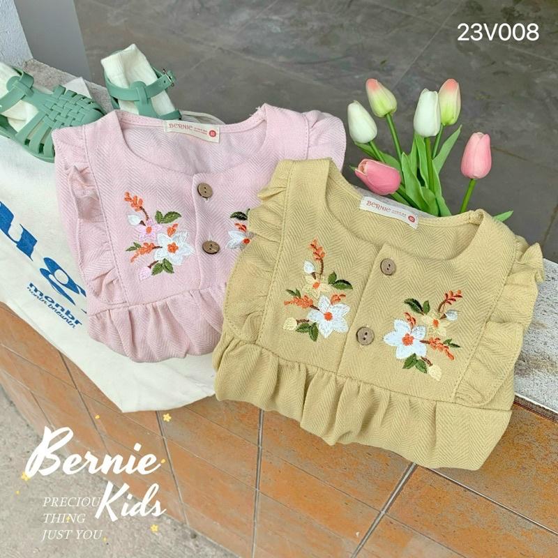 VÁY CỘC TAY BÉ GÁI BERNIE THÊU HOA NGỰC