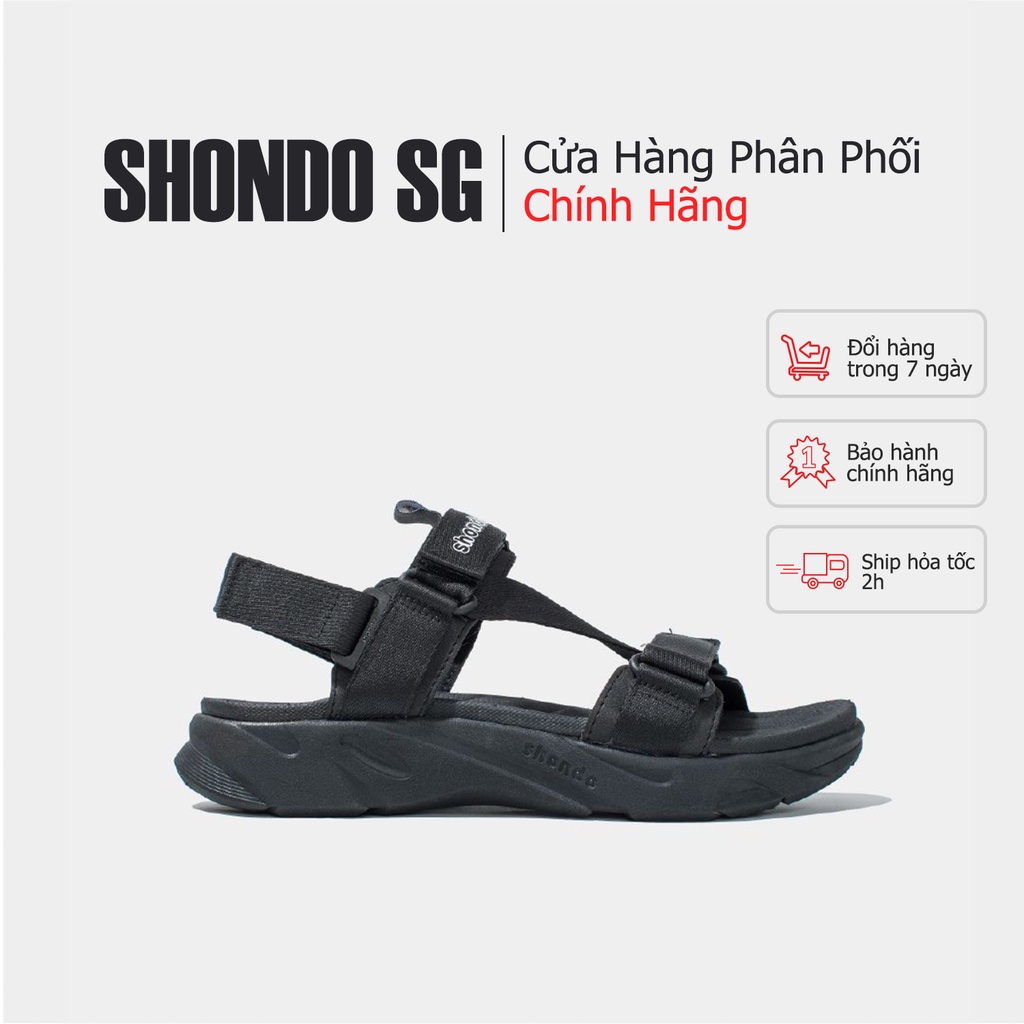 Giày Shondo Sandals F8 full đen F8M1111