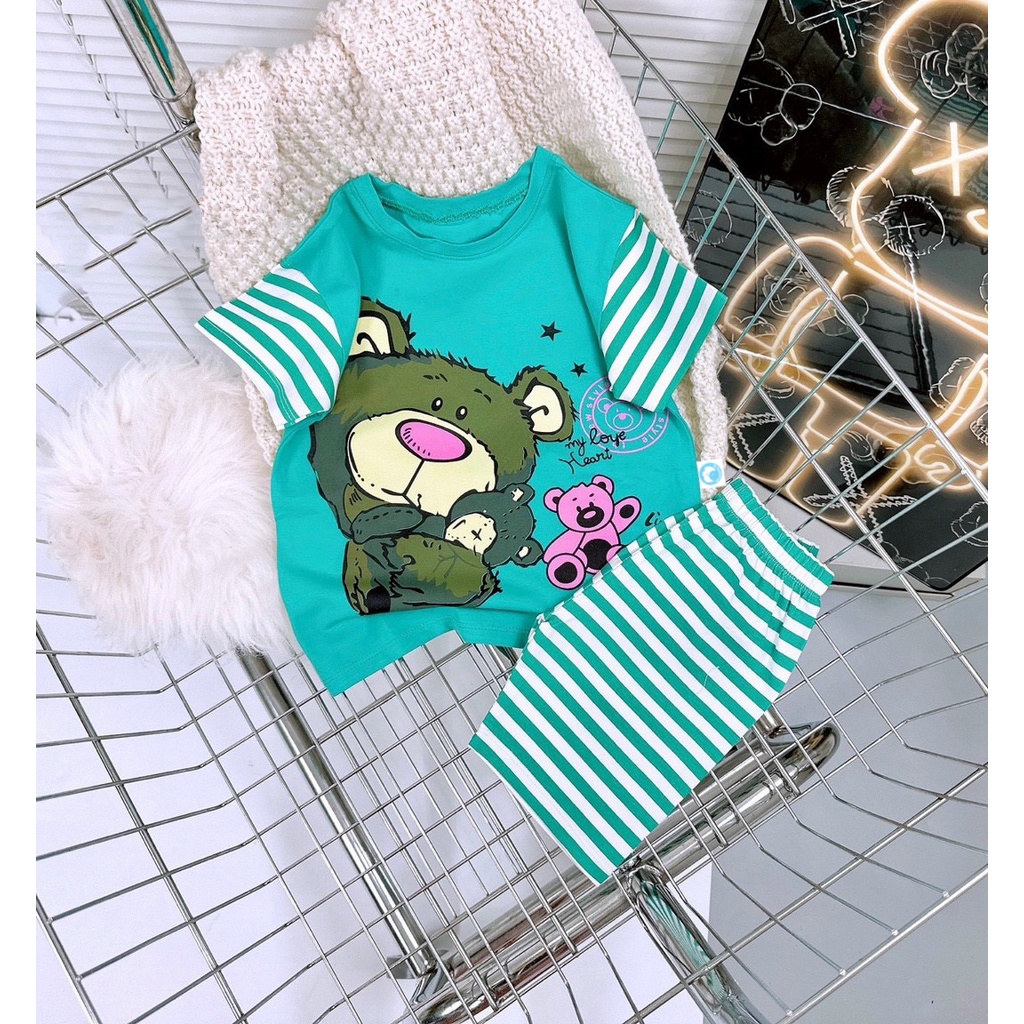 Bộ đồ bé gái bộ đồ lửng phối tay sọc MẪU S5M đáng yêu chất vải co giãn 4 chiều cho bé từ 10kg đến 30kg-MÃ-S5M