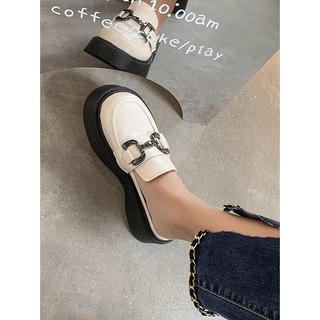 Giày sục nữ quai xích da mềm đế 4 cm