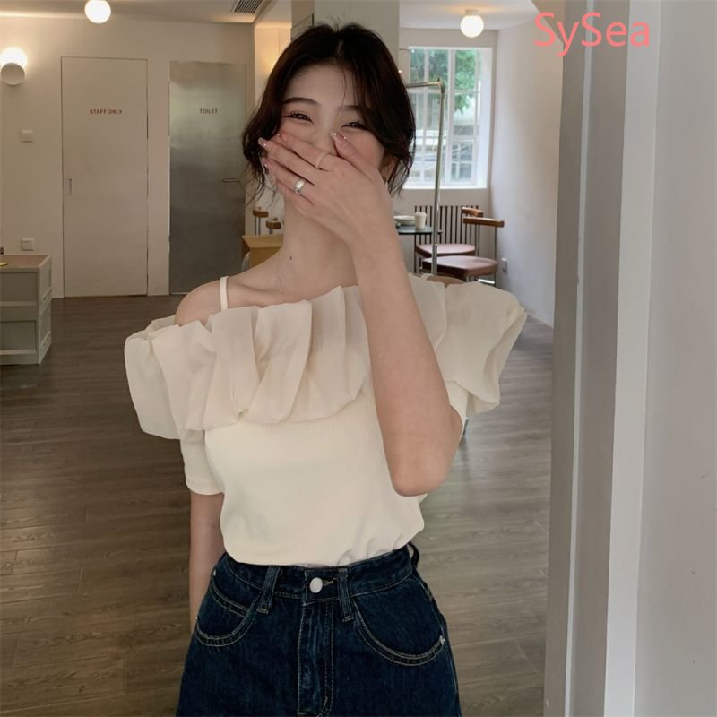 Áo Voan Trễ Vai Phối Bèo Nhún Nữ Tính Hợp Thời Trang Hè