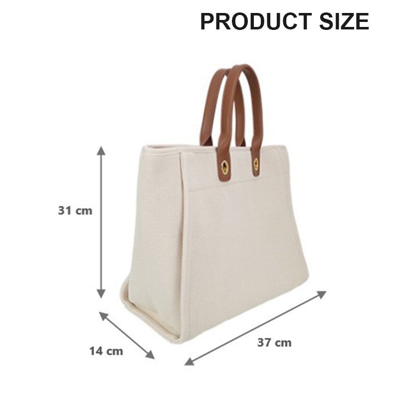 Túi Tote Đeo Vai Bằng Vải Bạt Sức Chứa Lớn Phong Cách Pháp Mới Cho Nữ