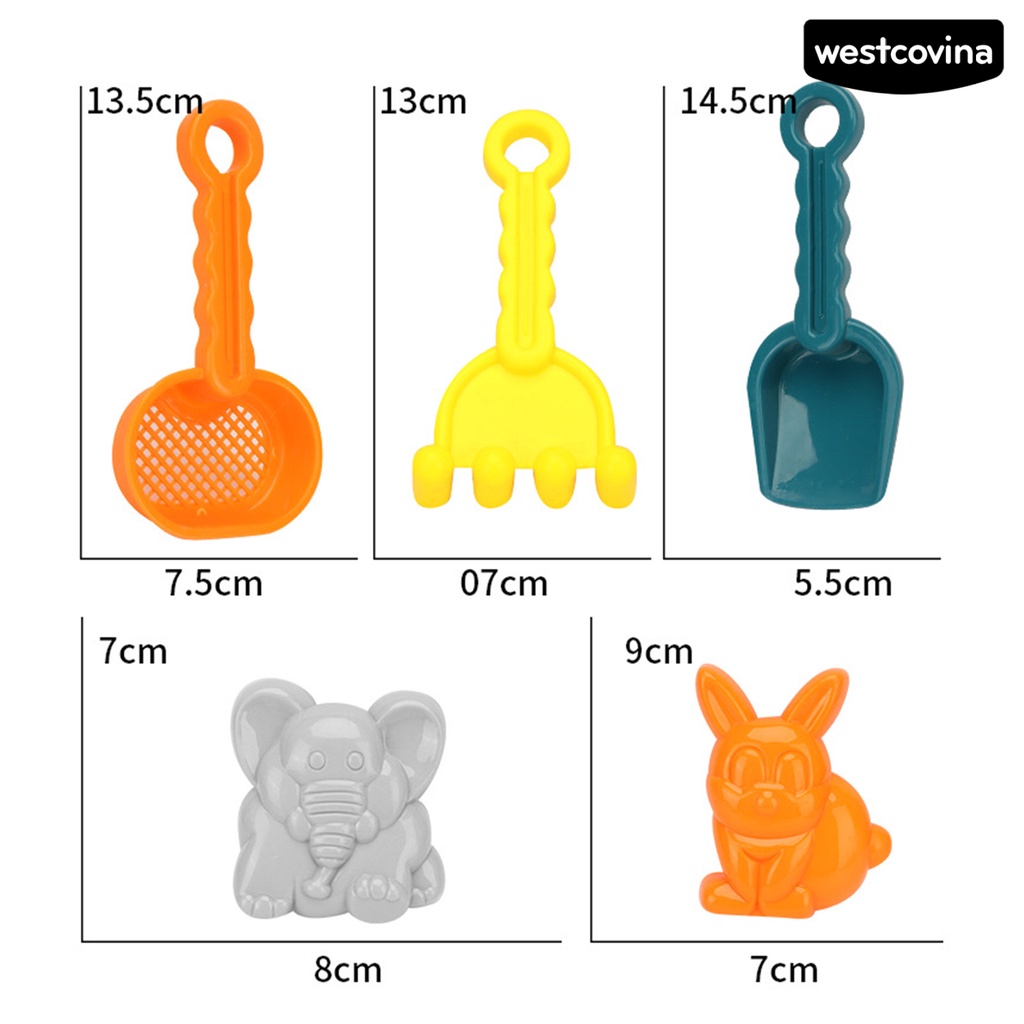 [COD]♋1 Bộ 6 / 7 Dụng Cụ Đào Cát Bằng ABS Hình Khủng Long Hoạt Hình Dễ Thương Vui Nhộn