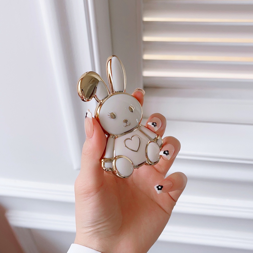 Nhẫn Đỡ Điện Thoại Bằng Kim Loại Mạ Điện Hình Thỏ Hoạt Hình 3D