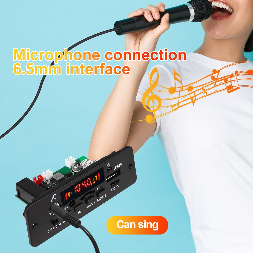 Bảng Mạch Khuếch Đại Âm Thanh MP3 10W 5W DC 5V FM Radio TF USB Chuyên Dụng Cho Xe Hơi