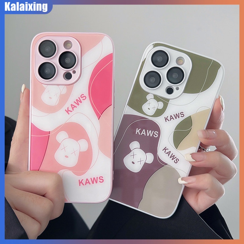 Ốp Điện Thoại Kính Cường Lực In Hình KAWS Đáng Yêu Cho iPhone 14 Pro Max 14 Plus 13 12 Promax