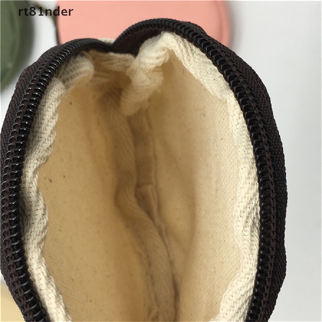 Ví Vải Canvas Hình Tròn Màu Trơn Có Khóa Kéo Dùng Đựng Tiền Xu / Thẻ Tiện Dụng