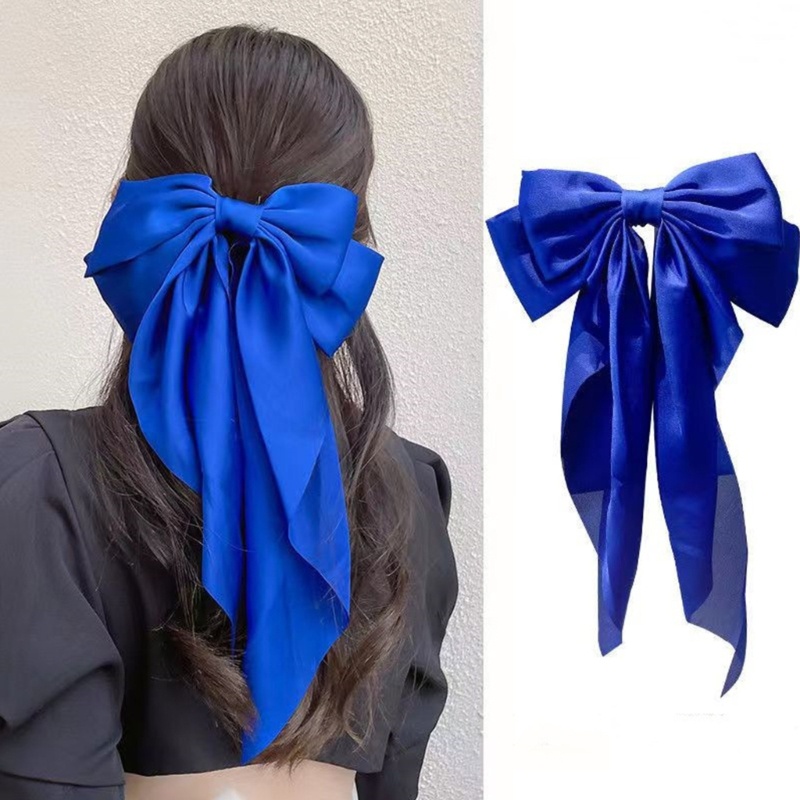 Kẹp Tóc Nơ Lớn Bằng Satin Đuôi Dài