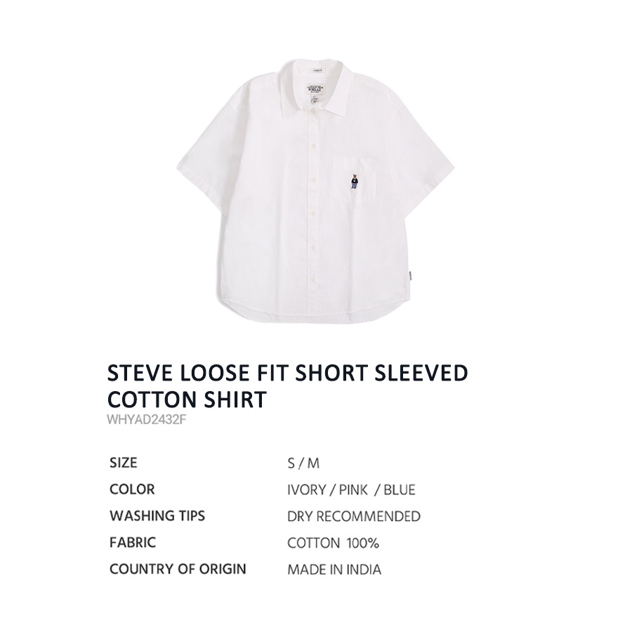 Áo sơ mi nữ WHYAD2432F Steve Loose-Fit Short-Sleeved Cotton Shirt
