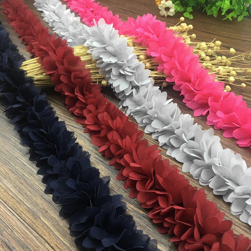 93cm Chiffon Flowers Lace Edge Trim Ribbon DIY Sewing DIY Trim Garment Sewing Accessories CX