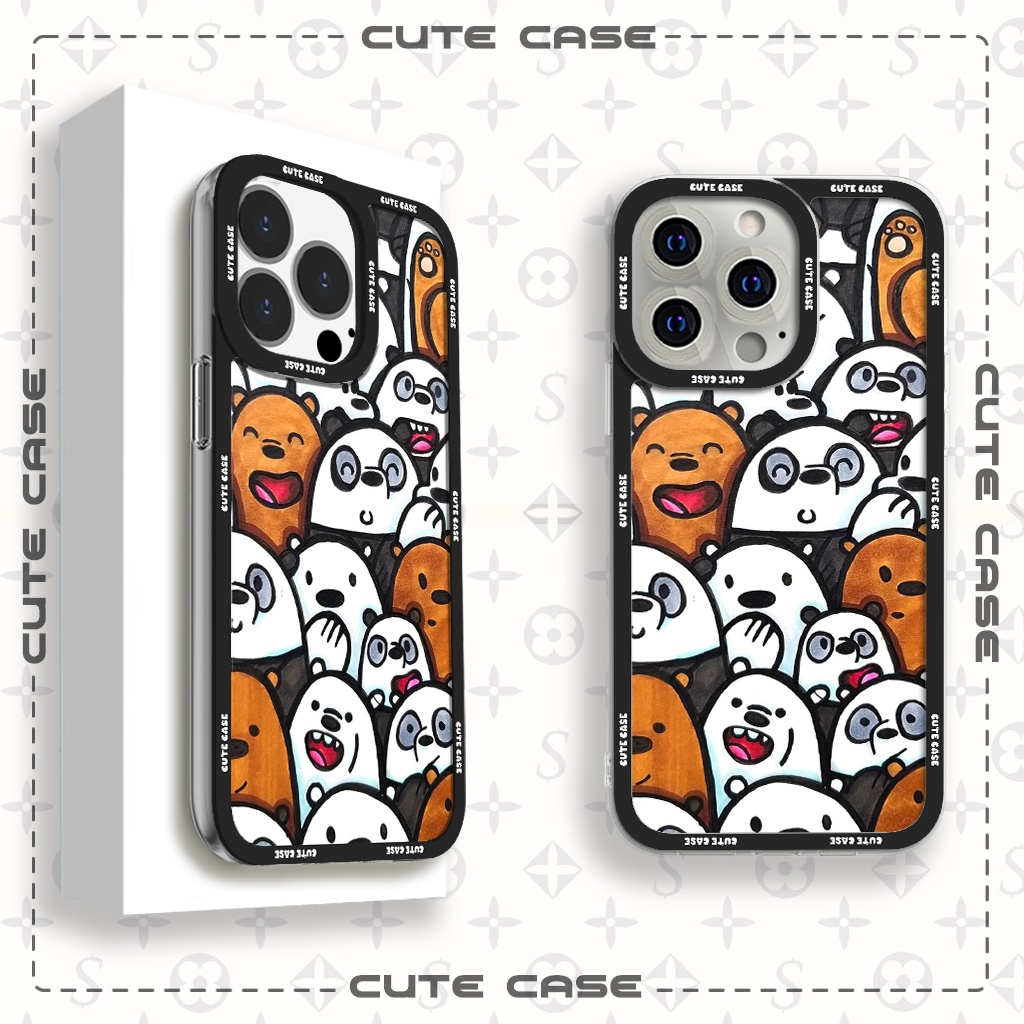 Ốp lưng iphone cạnh vuông Jicase We Bare Bears Collage Hoạt Hình Cartoon