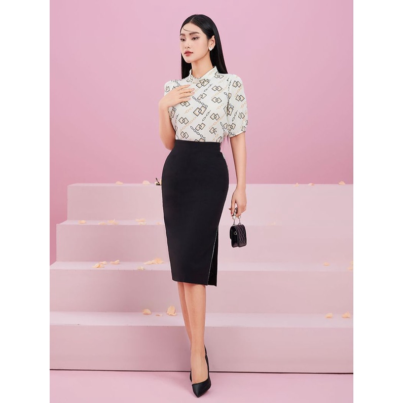 Chân váy dáng ôm xẻ tà sang trọng Chất liệu twill Silk Orchid AH8B028