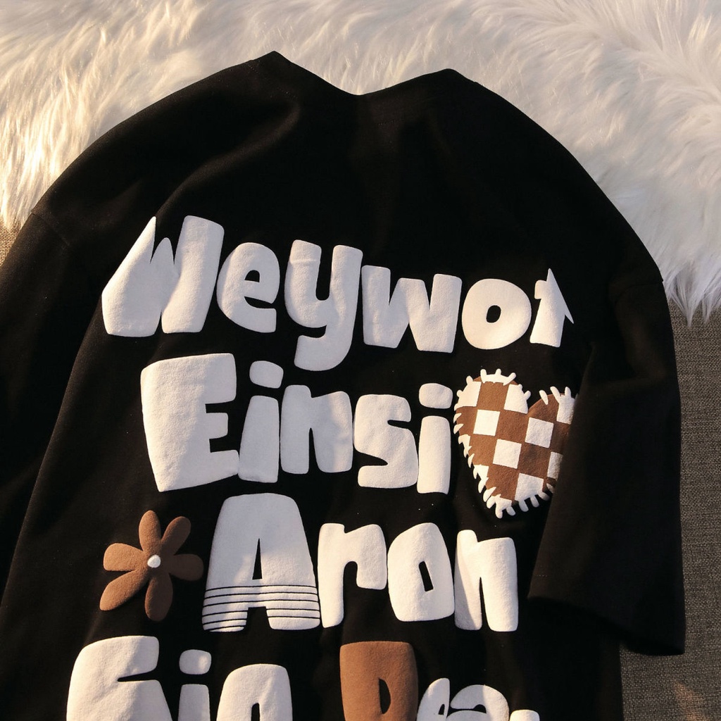 NRVP Áo Thun 100% Cotton Tay Ngắn Dáng Suông In Họa Tiết Hoạt Hình Phong Cách Hàn Quốc Thời Trang Unisex