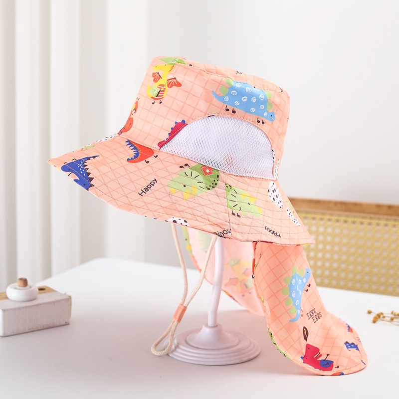 Mũ Chống Nắng Đi Biển Vành Rộng Họa Tiết Khủng Long Hoạt Hình Thời Trang Mùa Hè Cho Bé Trai