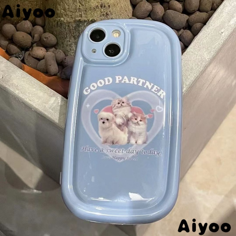 ✅Ốp Điện Thoại Mềm Hình Mèo Màu Hồng / Xanh Dương Có Đệm Khí Cho iPhone14 / 13 11 12promax x Xr 3L