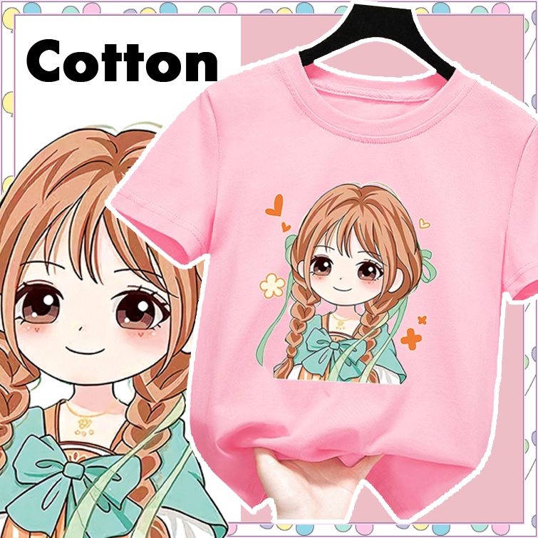 áo thun bé gái Áo Thun Cotton Tay Ngắn In Họa Tiết Hoạt Hình Cho Bé Gái 8-12 - 13 Tuổi