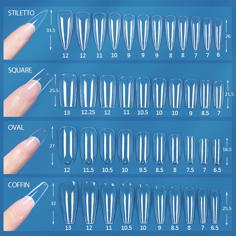 Bộ 24 Móng Tay Giả Trong Suốt Bảo Vệ Toàn Diện