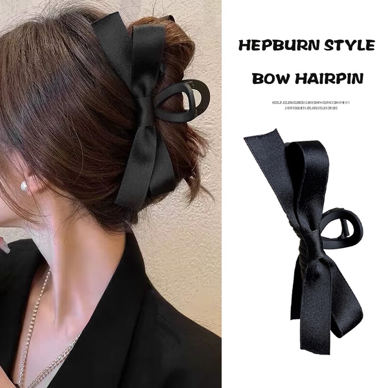 Kẹp Tóc Nơ Đen Cỡ Lớn Thời Trang Cao Cấp Cho Nữ