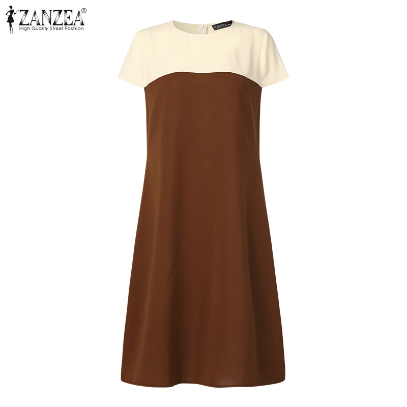 Đầm midi ZANZEA tay ngắn thời trang cho nữ