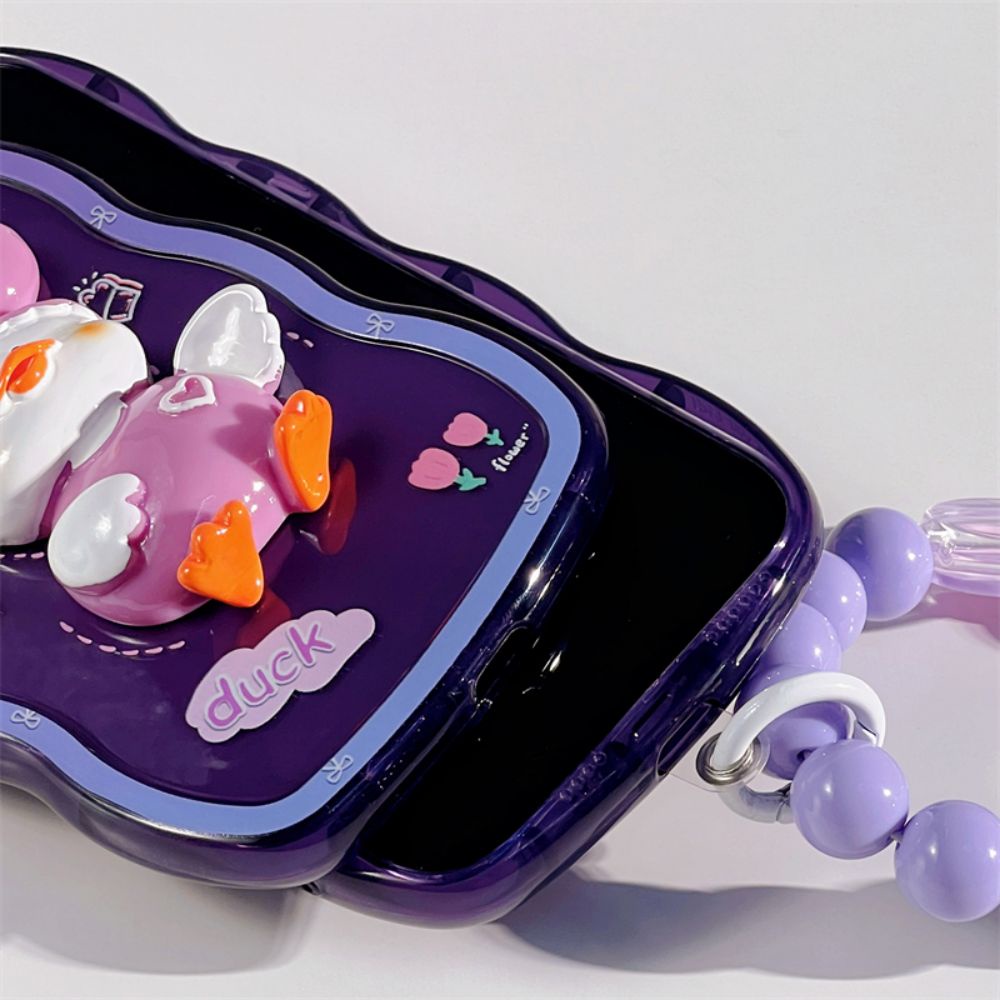 Ốp Điện Thoại TPU Mềm Chống Sốc Có Vòng Tay Vịt Hoạt Hình 3D Cho IPhone 11 12 13 14 Pro Max 14 Plus