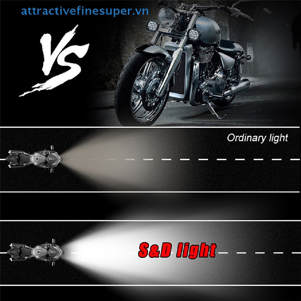 Đèn Pha Siêu Sáng 9 Bóng LED 6W DC12V Cho Xe Máy / Xe Đạp