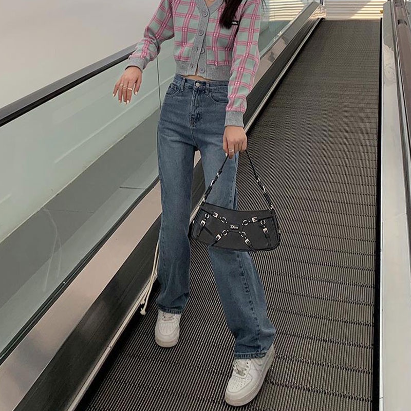 Quần jeans Dài Lưng Cao Thời Trang Dành Cho Nữ