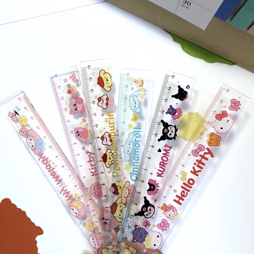 Thước Đo Bằng Acrylic Hình Kuromi Cinnamoroll Dễ Thương Xinh Xắn