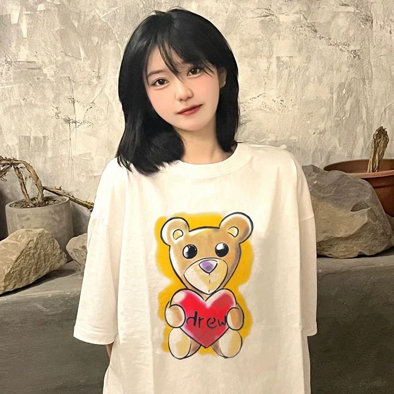 Áo Thun Tay Ngắn In Hình Gấu Kỹ Thuật Số Xu Hướng Mới Nhất