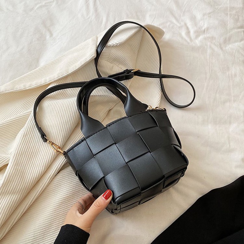 Túi Đeo Vai Dây Rút Bằng Vải Dệt Màu Trơn Dễ Phối Đồ Thời Trang Cho Nữ