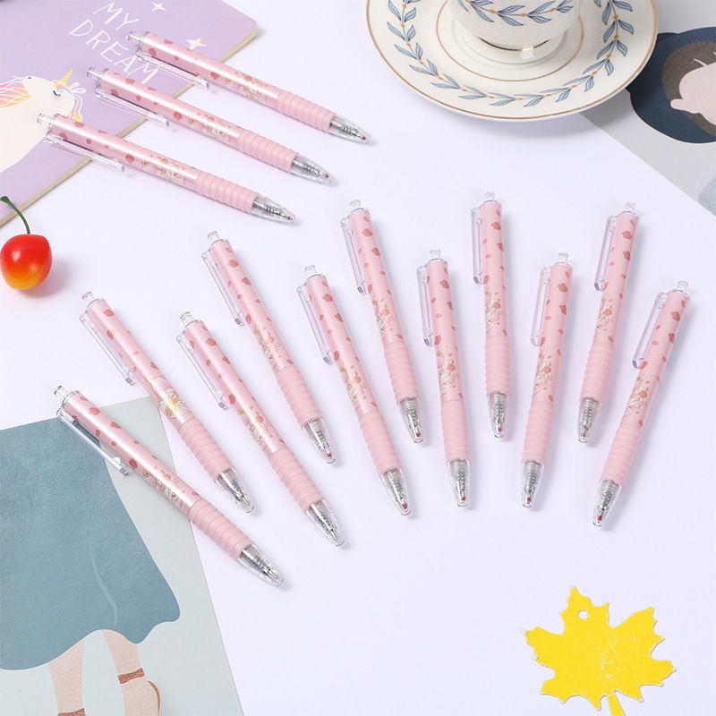 Bút Mực Gel Bấm Hình Cáo Hồng Hàn Quốc Đơn Giản Chất Lượng Cao Lin Shen Don 'T Know Where Pink Fox