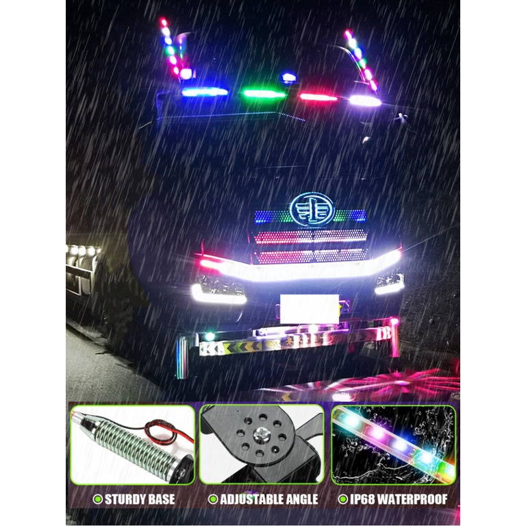 1 Ăng Ten Đèn LED RGB 24V Nhiều Màu Sắc Cảnh Báo Cho Xe Hơi Xe Tải
