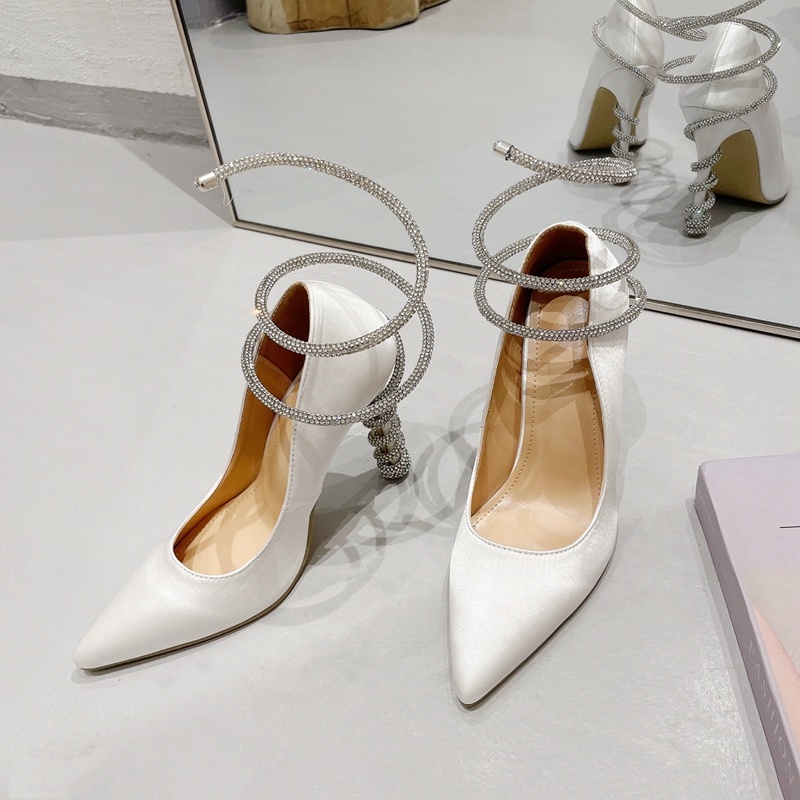 Giày Cao Gót Mũi Nhọn Đính Đá Thời Trang Cho Nữ Size 35-42