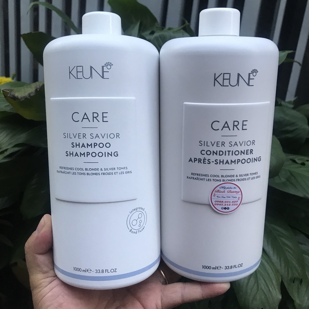 Gội xả tím khử vàng dành cho tóc nhuộm màu sáng Keune CARE Silver Savior 1000mlx2