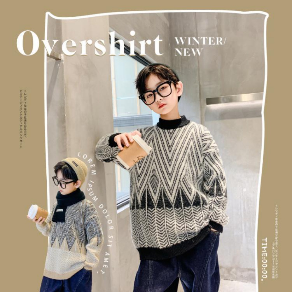 Áo Sweater Lông Xù Xinh Xắn Ấm Áp Cho Bé Trai Kiểu Hàn Quốc