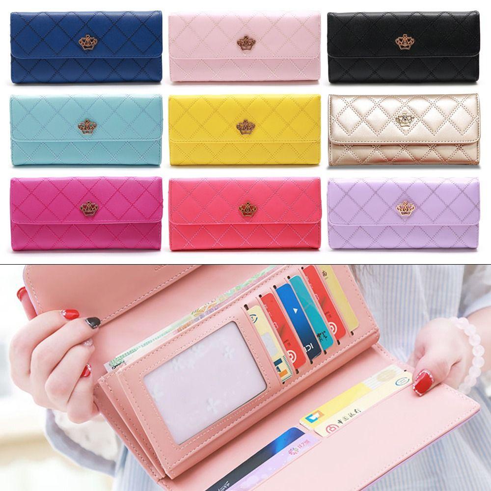 KENT1 Ốp Điện Thoại Kiêm Ví Dài Đựng Thẻ / Tiền Bằng Chất Liệu Da Có Khóa Kéo Dành Cho Nữ