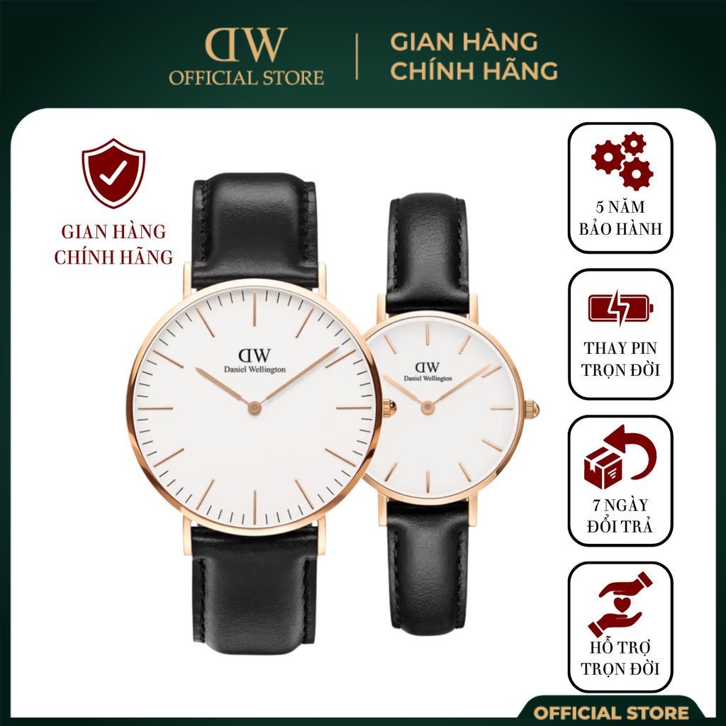 [ Đồng Hồ Nam Nữ DanielWelington Classic Sheffield Rose Gold White 32mm & 40mm D W Chính Hãng - DANIEL STORE OFFICIAL ]