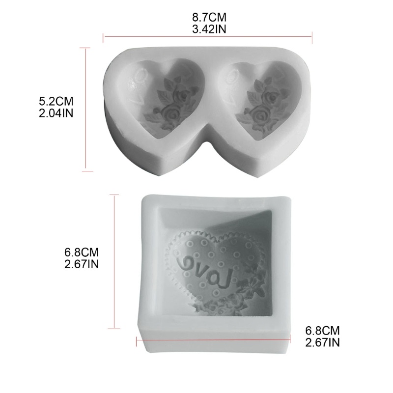 Khuôn Silicone Làm Xà Phòng Thủ Công 3D Hình Trái Tim