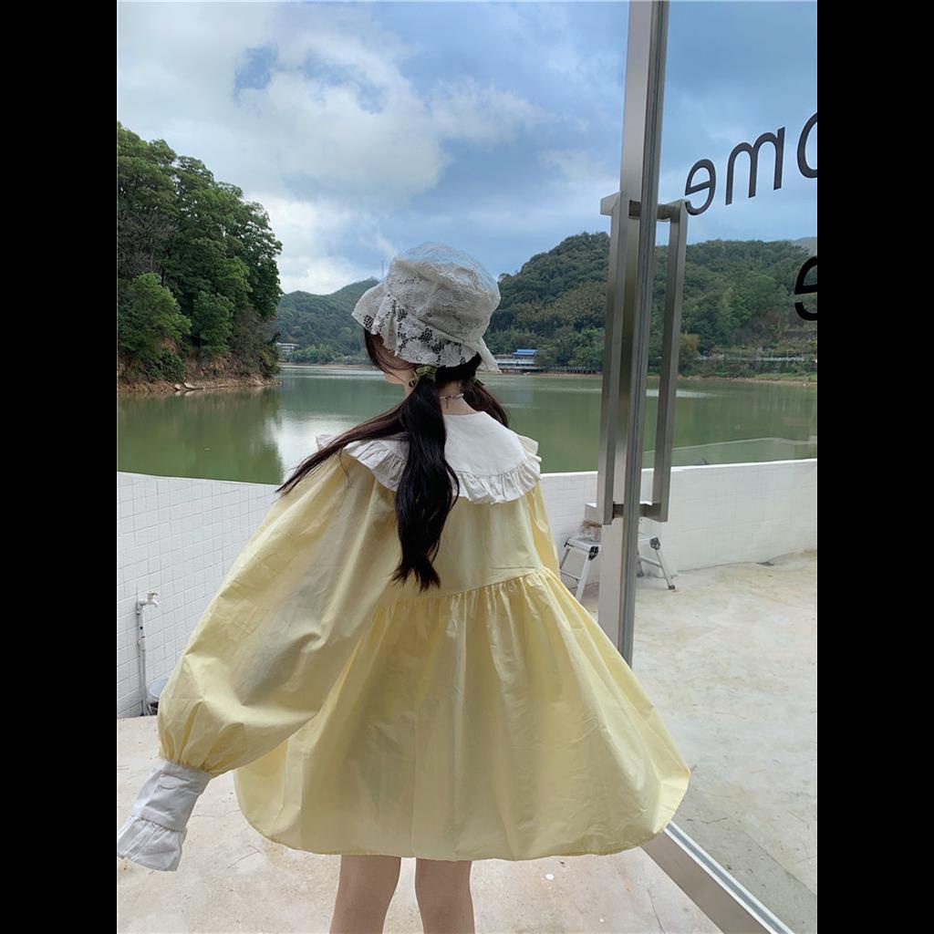 Đầm Tay Dài Cổ Búp Bê Thiết Kế Ba Chiều Ngọt Ngào Thời Trang Mới Cho Nữ