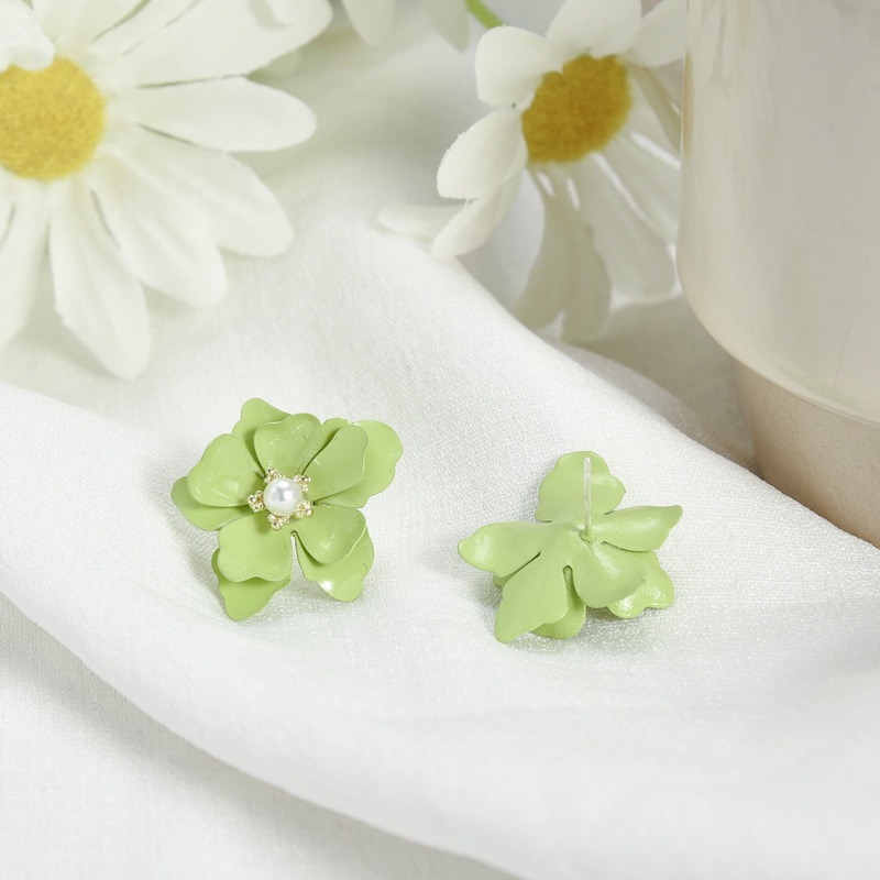 Bông Tai Hợp Kim Hình Hoa Đính Ngọc Trai / Nơ Phong Cách Hàn Quốc