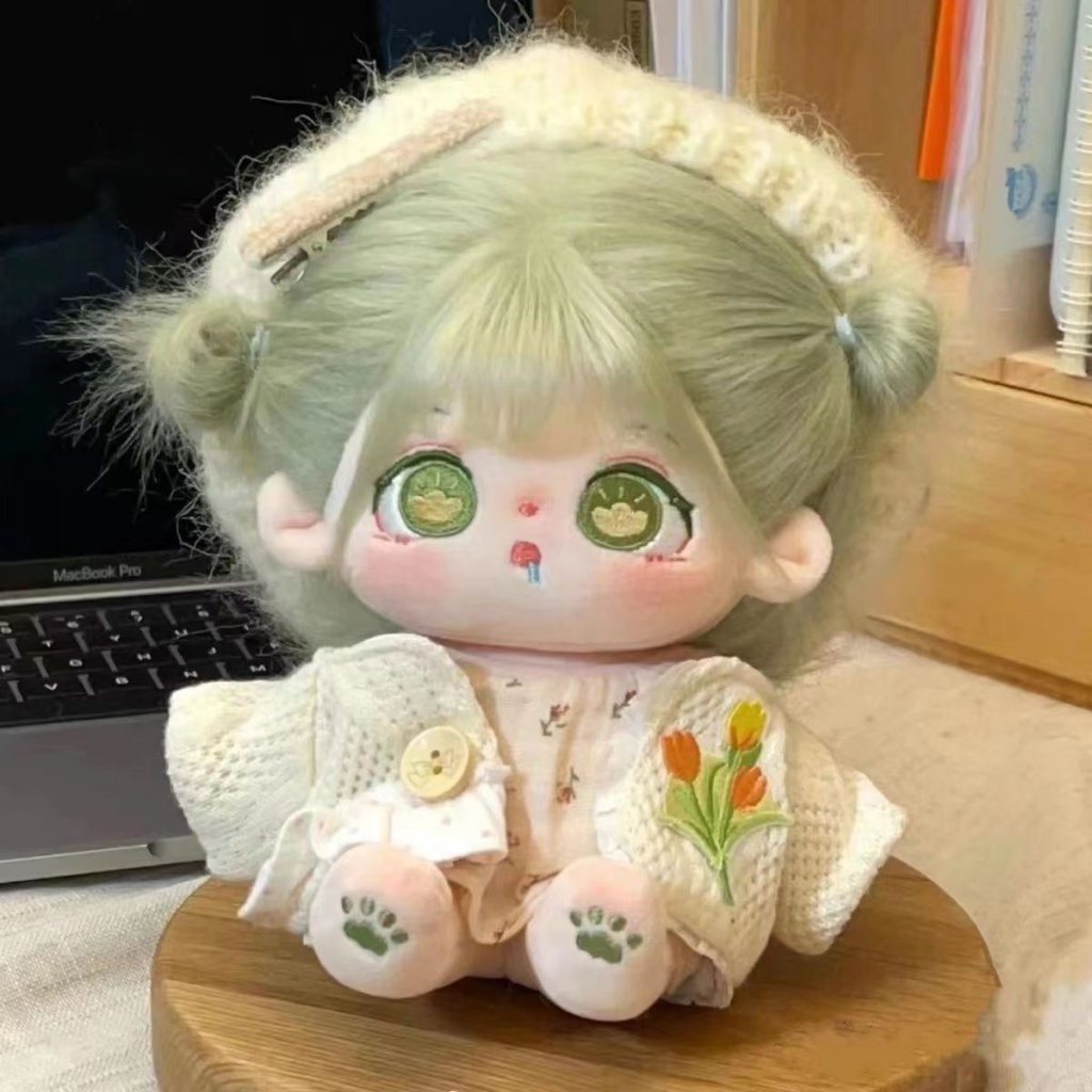 Búp Bê Nhồi Bông Cotton 20cm Màu Trắng Dễ Thương Cho Bé Gái